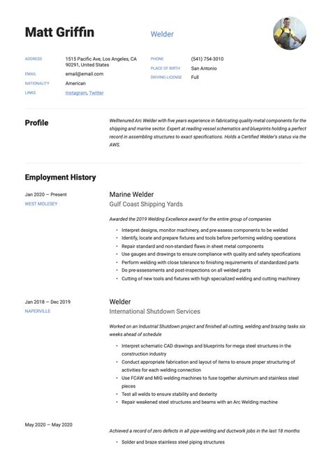 welder and fabricator resume for.metal.company|welding job resume pdf.